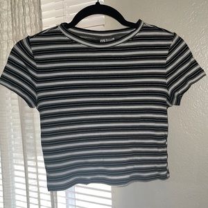 H & M striped crop tee